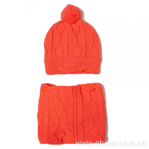 Girl's knitted winter hat and turtle neck sets